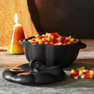 STAUB 0.5-qt Petite Ceramic Pumpkin, Oven & Stove Safe up to 572°F, Baking Dish, Candy Dish, Matte Black