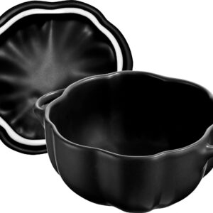 STAUB 0.5-qt Petite Ceramic Pumpkin, Oven & Stove Safe up to 572°F, Baking Dish, Candy Dish, Matte Black