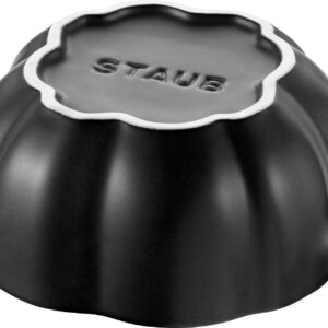 STAUB 0.5-qt Petite Ceramic Pumpkin, Oven & Stove Safe up to 572°F, Baking Dish, Candy Dish, Matte Black