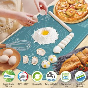 Silicone Pastry Mat Extra Thick Non-stick Baking Mat, 32" x 24" Rolling Dough With Measurements Non-slip Silicone Mat, Kneading Mat, Counter Mat, Dough Mat with Edge Heightening