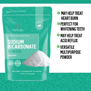 Sodium Bicarbonate 2lb, Baking Soda for Cleaning and Baking, Aluminum Free Baking Soda for Pool, Bicarbonate of Soda, Pure Baking Soda Powder, Bulk Baking Soda Food Grade, Sodium Bicarbonate Powder