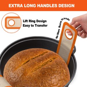 Silicone Bread Sling Dutch Oven - Best Japan Silicone. Non-Stick & Easy Clean Reusable Silicone Bread Baking Mat. With Extra Long Handles Bread Baking Sheet Liner, 2 Mix Colour set Transferable Dough