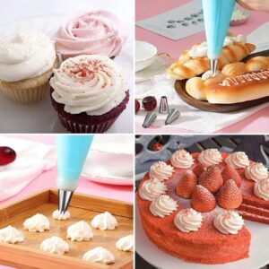 Tingjia Piping Bags and Tips Set, Cupcake Piping Tips Cake Decorating Kit with 12 Cake Frosting Icing Tips, 11 Pastry Bags, 3 Cake Scrapers, 1 Reusable Couplers for Baking