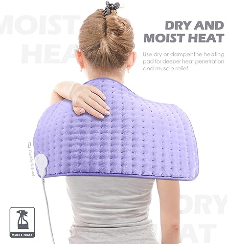 Heating Pad for Back Pain Cramps Relief - Electric Heating Pad for Neck/Shoulder/Muscle Pain - 6 Heat Settings, Auto Off, Moist Heat Options, Machine Washable, Christmas Gifts for Women,Mom,Sister -XL