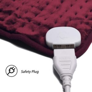 Ruqiji 17''x33'' XXXL King Size Heating Pad with Fast-Heating Technology&10 Temperature Settings, Flannel Electric Heating Pad/Pain Relief for Back/Neck/Shoulders/Menstrual Pain/Leg Cramp (Red)