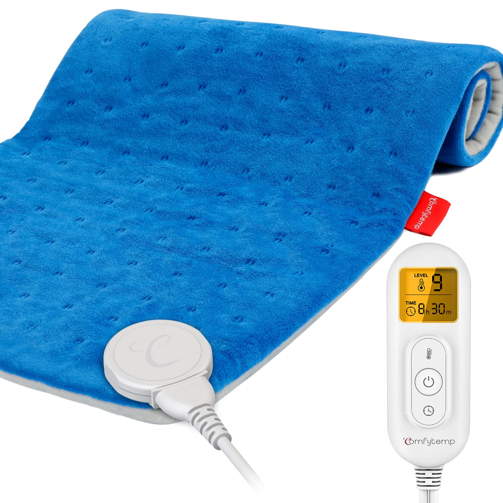 Comfytemp Heating Pad for Period Cramps, FSA HSA Eligible Electric Heating Pad for Back Pain Relief, 12"x24" XL Soft Heat Pad - Birthday Gifts for Women/Men/Mom/Wife, 9 Heat Levels, 11 Timers, Stay On