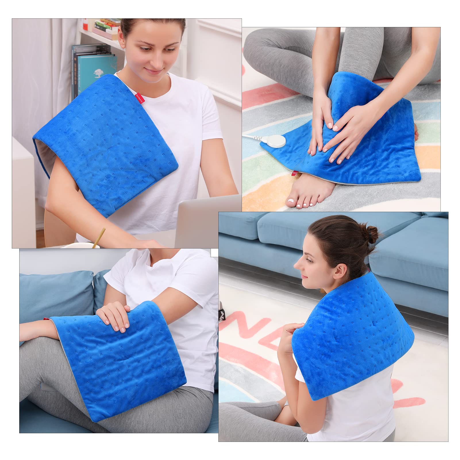 Comfytemp Heating Pad for Period Cramps, FSA HSA Eligible Electric Heating Pad for Back Pain Relief, 12"x24" XL Soft Heat Pad - Birthday Gifts for Women/Men/Mom/Wife, 9 Heat Levels, 11 Timers, Stay On