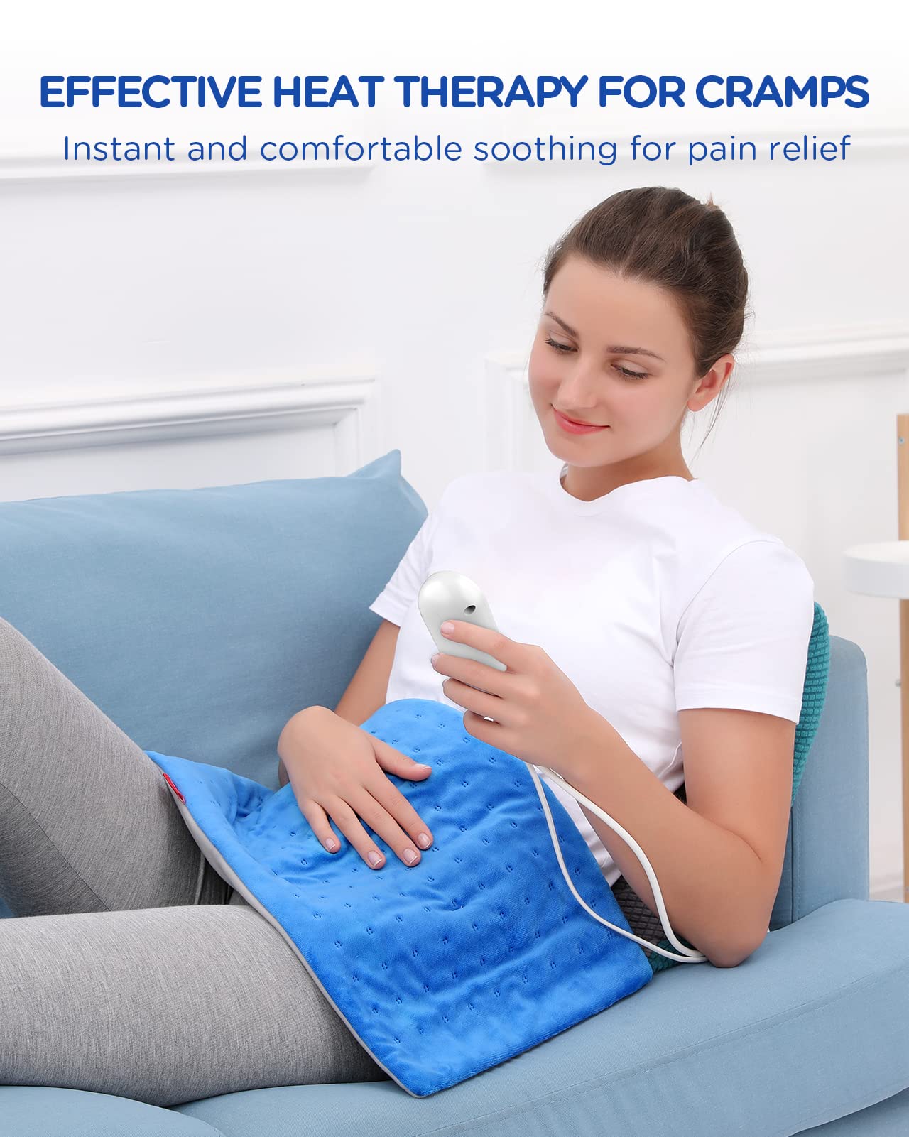 Comfytemp Heating Pad for Period Cramps, FSA HSA Eligible Electric Heating Pad for Back Pain Relief, 12"x24" XL Soft Heat Pad - Birthday Gifts for Women/Men/Mom/Wife, 9 Heat Levels, 11 Timers, Stay On