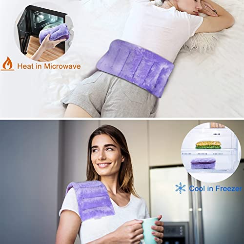 SuzziPad Microwave Heating Pad for Pain Relief, 7x16 Microwavable Heating Pads for Cramps, Muscle Ache, Joints, Neck Shoulder, Bean Bag Moist Heat Pack, Warm Compress, Purple