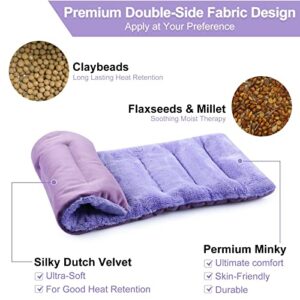 SuzziPad Microwave Heating Pad for Pain Relief, 7x16 Microwavable Heating Pads for Cramps, Muscle Ache, Joints, Neck Shoulder, Bean Bag Moist Heat Pack, Warm Compress, Purple