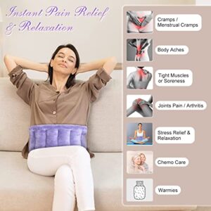 SuzziPad Microwave Heating Pad for Pain Relief, 7x16 Microwavable Heating Pads for Cramps, Muscle Ache, Joints, Neck Shoulder, Bean Bag Moist Heat Pack, Warm Compress, Purple