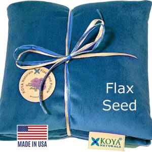 KOYA Naturals Soft Velvet Flax Seed Pillow - Microwave Heating Pad – Microwavable Moist Heat Pack – for Neck, Muscle, Joint, Stomach Pain, Menstrual Cramps – Warm Wrap (Turquoise)