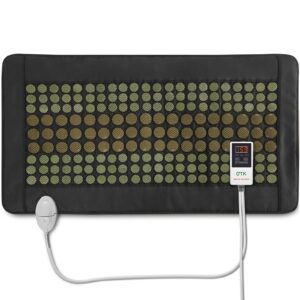 utk far infrared heating pad for back, full back infrared heating pad, weight heating pad with132 jade & 54 tourmaline stones,160 watt fast heat up, larger size:21x38 inches