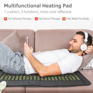 UTK Far Infrared Heating Pad for Back, Full Back Infrared Heating Pad, Weight Heating pad with132 Jade & 54 Tourmaline Stones,160 Watt Fast Heat Up, Larger Size:21x38 Inches