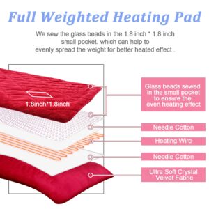 ZXU Weighted Heating Pad, 2 lb Weighted Heated Pad for Back Pain Reliefs,12 Heat Setting, 1-24Hour Auto Shut off, Stay on Function ，Moist Heat, Hot Heated Pad for Shoulders and Cramps Relief