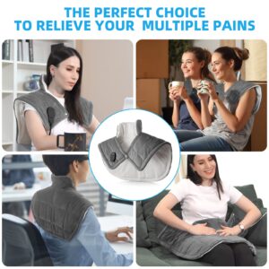 Weighted Heating Pad for Neck and Shoulders- 2.4lb Electric Neck Heating Pads for Neck Cramps Pain Relief, Heat Pads with 6 Heating Levels, 4 Auto-Off, Gifts for Women Men Mom Dad, 22"x22"