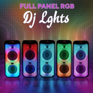 High Power Bass Portable Wireless Bluetooth Studio Dj Party Concert Speaker's - Colorful Liquid Motion Light Changing Rechargeable Waterproof Outdoor Loud Speaker (Ultra Dual 8'' Speaker w (1) Mic)