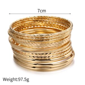 FUNOJOY Gold Bangle Bracelets For Women,14K Gold Plated Boho Indian Stackable Bracelets Gold Bangles For Women Girls Jewelry Gifts