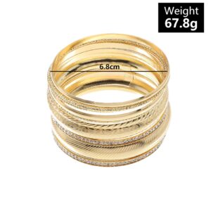 ANYILVTULI MUAYOUAUM Gold Bangle Bracelets for Women Gold Bangles Indian Jewelry Fashion Disco Bangle Bracelets for Girls Gold Bracelet for Teen Girls 70s Bracelets