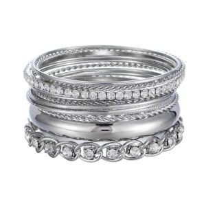 ensoul twisted multiple metal bracelets & bangles set for women 12pcs/set w/clear rhinestones