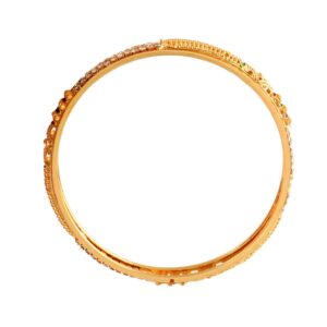 Jewar Mandi Bangles Gold Plated Silver Etching Handmade Work Bracelet Jewelry for Women & Girls (Two Tone Bangles, 2.8) (Stones with Meena Work-2, 2.8)