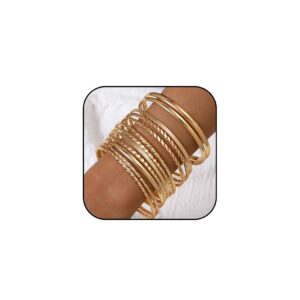 Sakytal Gold Stackable Bangle BraceletsIndian Multi Bangles Bracelet layered Bracelet Set for Women