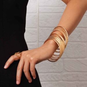 Sakytal Gold Stackable Bangle BraceletsIndian Multi Bangles Bracelet layered Bracelet Set for Women