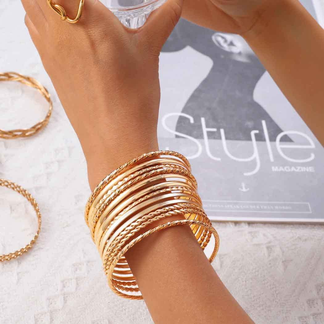 Sakytal Gold Stackable Bangle BraceletsIndian Multi Bangles Bracelet layered Bracelet Set for Women