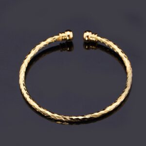 U7 Simple Cuff Bracelet 18K Gold Platinum Plated Fine Bangle Bracelet Fashion Jewelry for Women