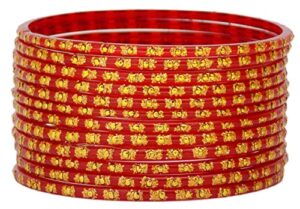 jd'z collection glass bangles for women & girls indian traditional jewelry glass bangles set set for ethnic daily wear, bridal bangles for indian marriage (set of 12 - 2.8) - red