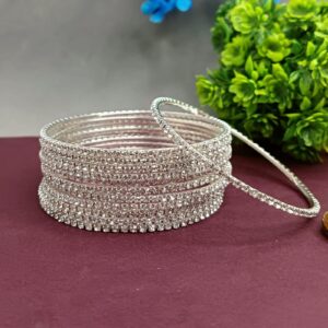 Efulgenz Crystal Bangles for Women Indian Bangles for Women Indian Bangle Set White Bangles for Women Indian Jewelry Indian Traditional Indian Bangles Indian Bangle Wedding Bridal Bracelet Jewelry for Women