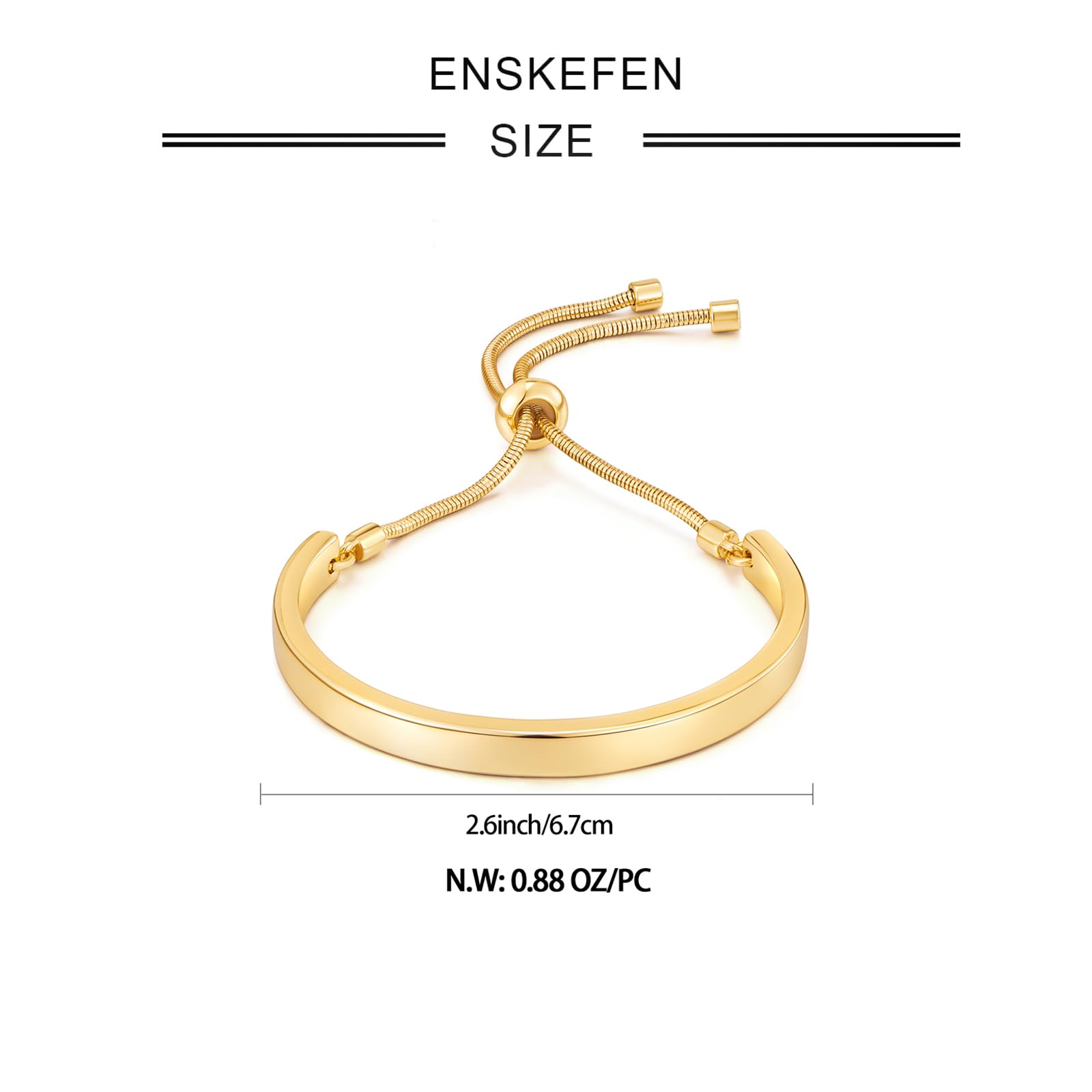 ENSKEFEN 14K Gold Bracelets for Women Gold Bangles Adjustable Slider Bracelet Bangle Bracelets for Women Gold Dainty Cuff Bracelet Minimalist Costume Jewelry