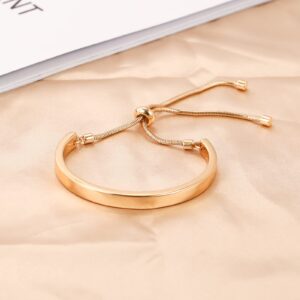 ENSKEFEN 14K Gold Bracelets for Women Gold Bangles Adjustable Slider Bracelet Bangle Bracelets for Women Gold Dainty Cuff Bracelet Minimalist Costume Jewelry