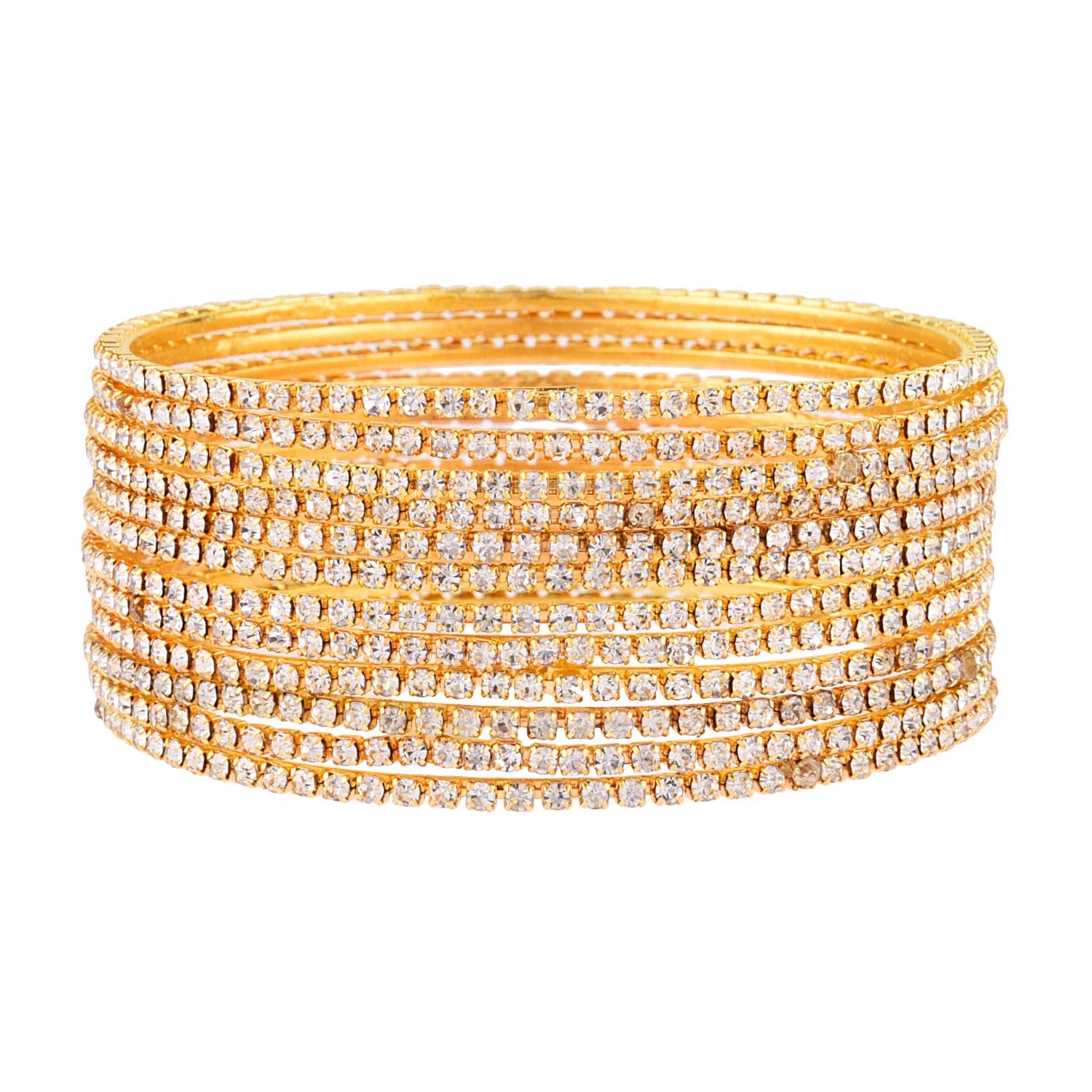 Efulgenz Crystal Bangles for Women Indian Bangles for Women Indian Bangle Set White Bangles for Women Indian Jewelry Indian Traditional Indian Bangles Indian Bangle Wedding Bridal Bracelet Jewelry for Women