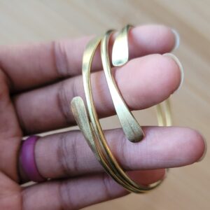 Bead It Wear It Love It 2 Raw Brass Cuff Bracelets Set, African Brass Bangles For Women, Hammered Ends Stacking Bracelets, Boho Tribal Cultural Jewelry (Set Of 2)