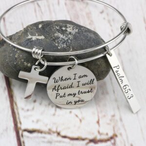 Memgift Scripture Bracelet Trust God Jewelry Inspirational Christmas Gifts for Women Expandable Wire Bangle