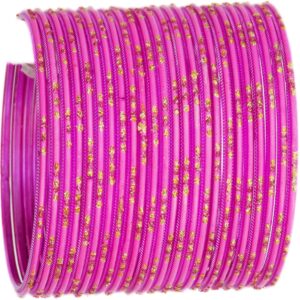 JD'Z COLLECTION Colorful 2 Dozen Bollywood Costume Matching Jewelry Plain Metal Bangle Indian Jewelry Bangles Sets For Women & Girls,Traditional Wedding Bangle Bracelets For Women (Light Pink, 2.8)