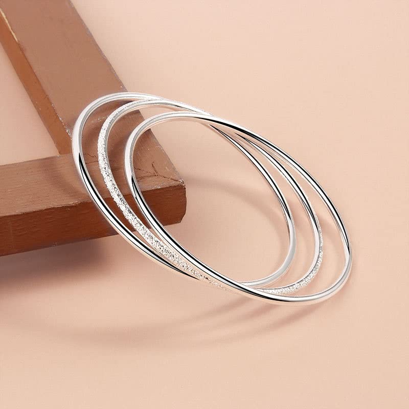 Sterling Silver Bangle Bracelets for Women,Fashion Jewelry Simple Adjustable 925 Silver Cuff Bangles for Women Mom Wife Valentine Mothers Day Gift