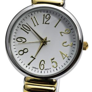 2Tone Metal Band Slim Case Women's Bangle Cuff Watch