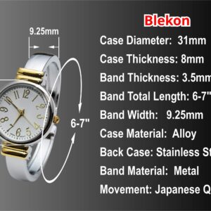 2Tone Metal Band Slim Case Women's Bangle Cuff Watch