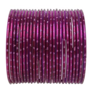 Efulgenz Indian Bangles Set Indian Bangles for Women Bollywood Plain Metal Bangles Bracelet Purple Bangles Indian Costume Jewelry for Women