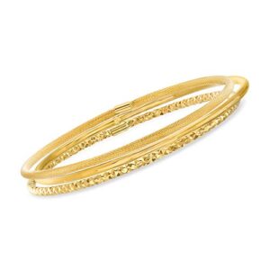 Ross-Simons Italian 14kt Yellow Gold Multi-Finish Jewelry Set: 3 Bangle Bracelets. 7 inches