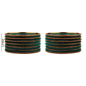 Efulgenz Indian Oxidized Bangles for Women Green Indian Oxidized Jewelry for Navratri Boho Oxidized Indian Jewelry Velvet Bangles Set Bracelets Jewelry for Women