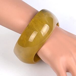 COLORFUL BLING Multiple Color Acrylic Resin Irregular Geometric Bangle Bracelet Tortoiseshell Acetate Mottled Wide Chunky Cuff Bangle for Women Wristband Jewelry-yellow