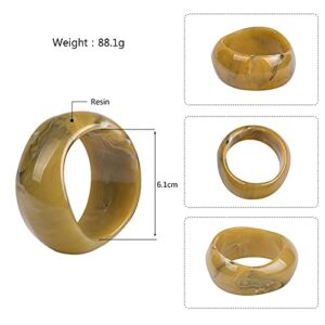 COLORFUL BLING Multiple Color Acrylic Resin Irregular Geometric Bangle Bracelet Tortoiseshell Acetate Mottled Wide Chunky Cuff Bangle for Women Wristband Jewelry-yellow