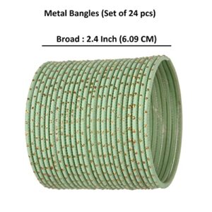 Efulgenz Indian Bangles Set Indian Bangles for Women Bollywood Plain Metal Bangles Bracelet Mint Green Bangles Indian Costume Jewelry for Women