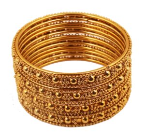 touchstone "golden bangle collection indian bollywood ethnic filigree with modern twist charming look thick designer jewelry bangle bracelets set of 4 for women in antique gold tone.