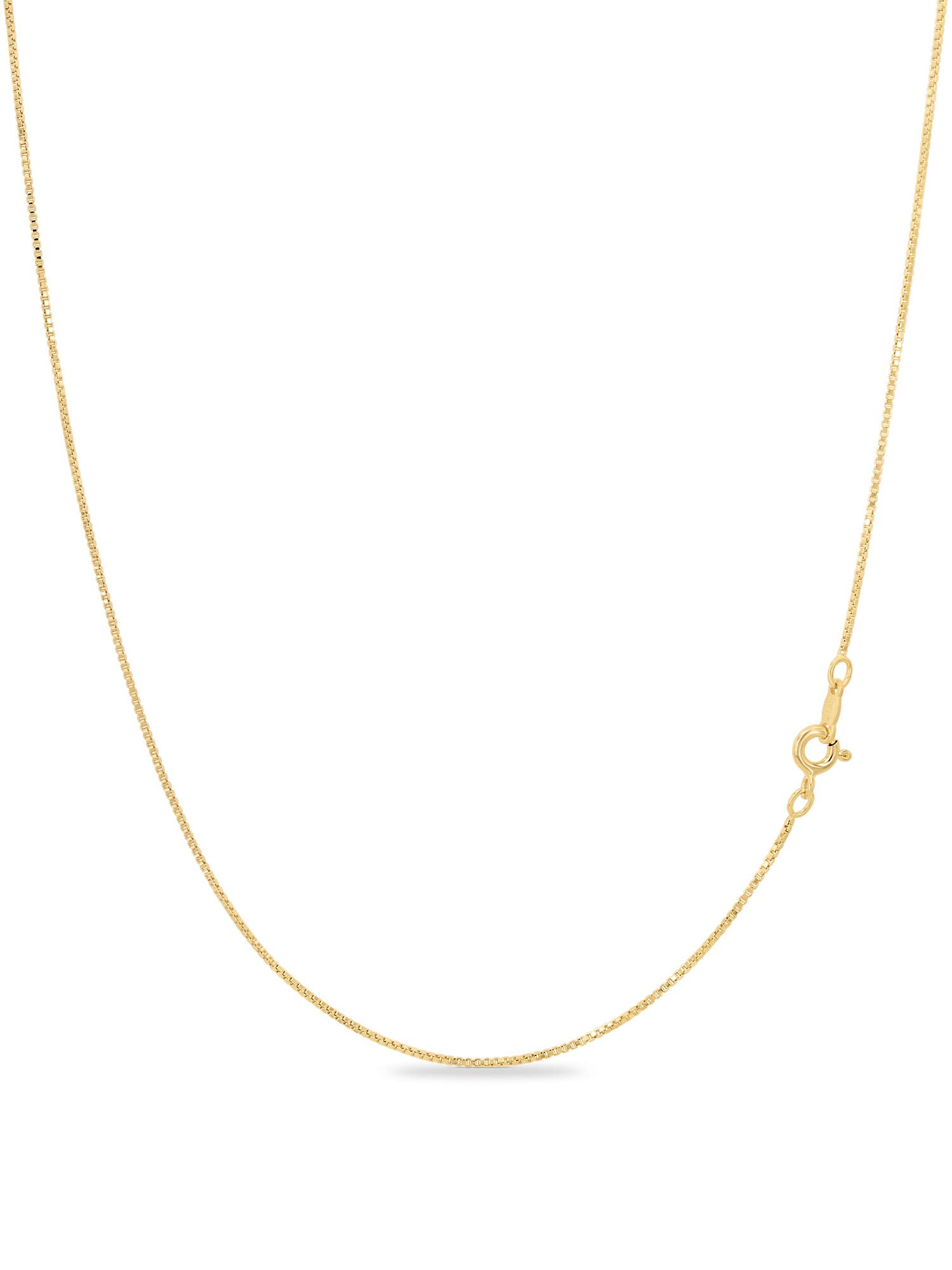 KEZEF 18k Gold Over Sterling Silver 1mm Box Chain Necklace Made in Italy | Sterling Silver Plated in 18K Gold Necklace For Women | Gold Chain Necklace Women, Men & Girls | Necklaces For Women Trendy