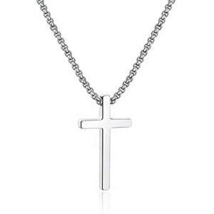 m mooham cross pendant necklaces for men women cross chain 18 inch silver jewelry, crucifix necklace men, gifts for brother papa men grandpa, teenage teen boys gifts ideas