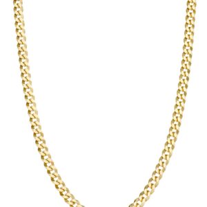 Miabella Italian Solid 18k Gold Over 925 Sterling Silver 3.5mm Diamond Cut Cuban Link Curb Chain Necklace for Women Men, Made in Italy (Length 20 Inches)